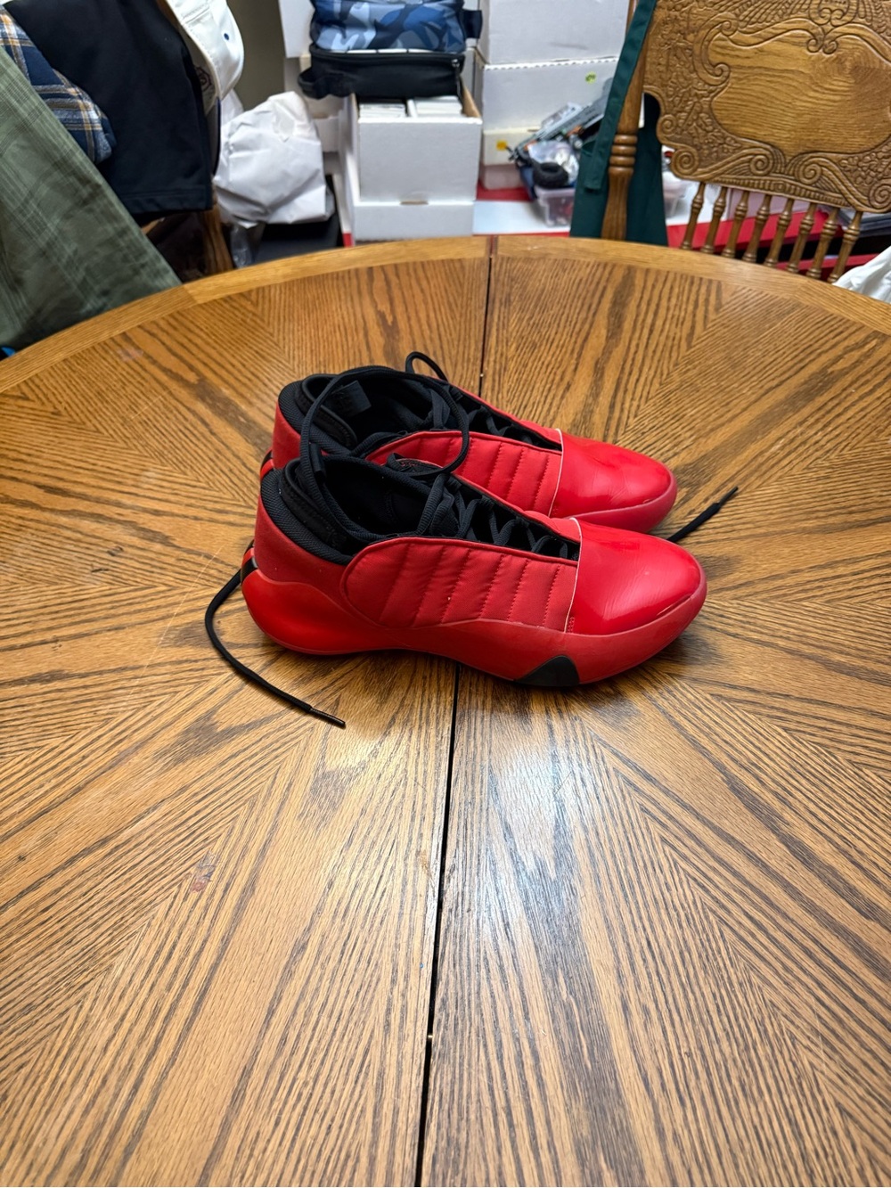Men's Red Anthony Edwards Athletic Sneakers with Black Accents